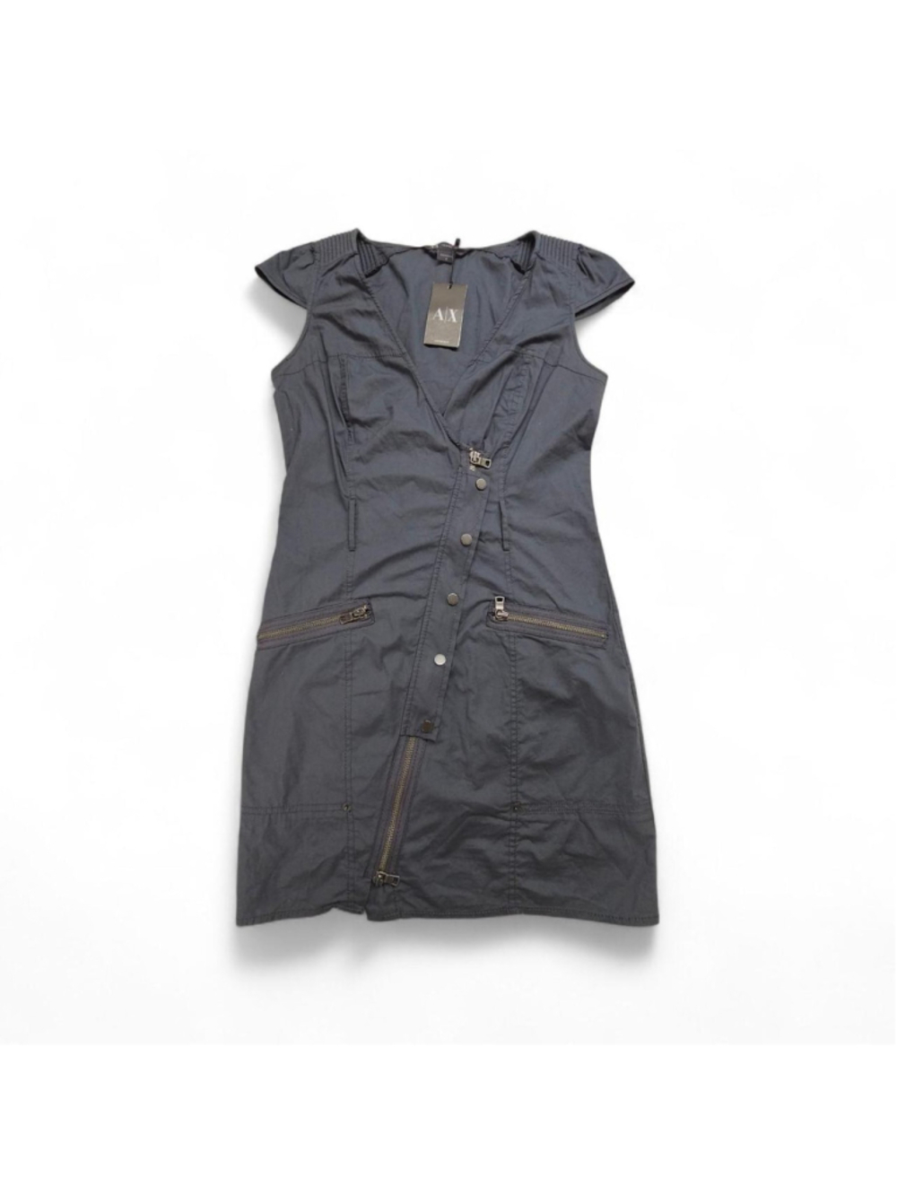 Armani Exchange 2007 utility-style cap sleeve mini dress in Blue Size 4 NWT